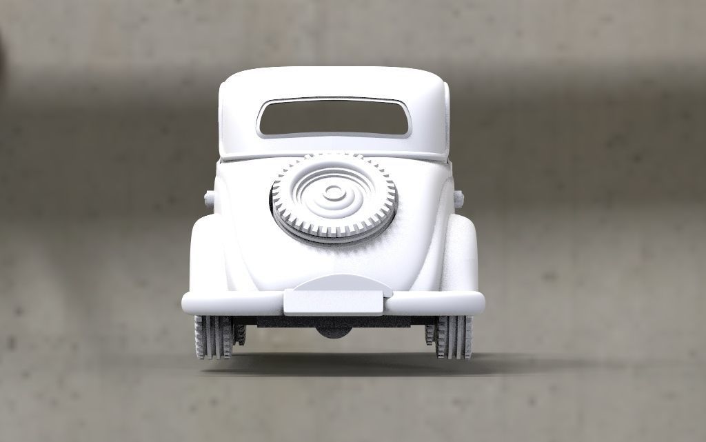 mercedes old truck in concrete parking lot 3D print model_3