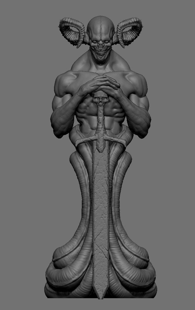 Demon statue 3D print model_2