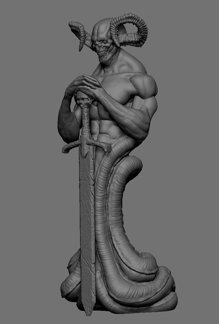 Demon statue 3D print model_3