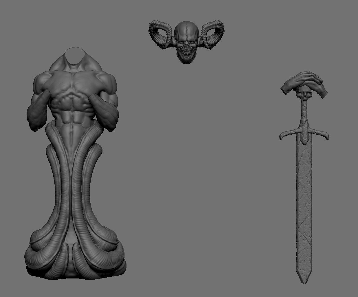 Demon statue 3D print model_4