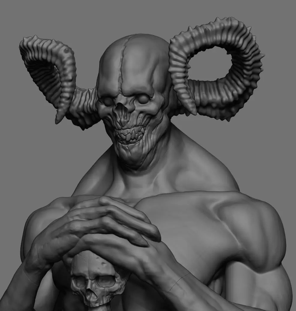 Demon statue 3D print model_0