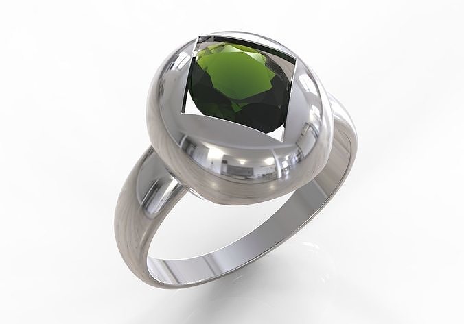 Ring square cut in oval gem9x7mm 3D print model