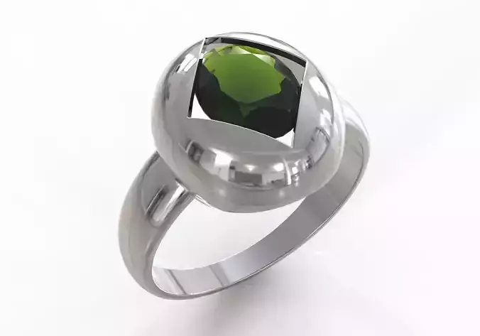 Ring square cut in oval gem9x7mm