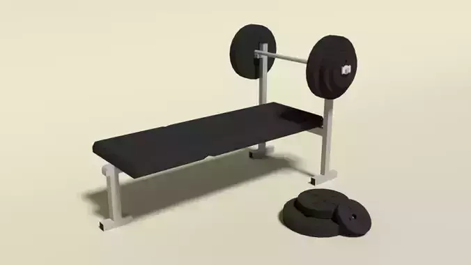 Low Poly Cartoon Weight Bench