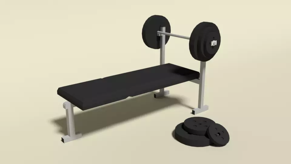 Low Poly Cartoon Weight Bench Low-poly 3D model