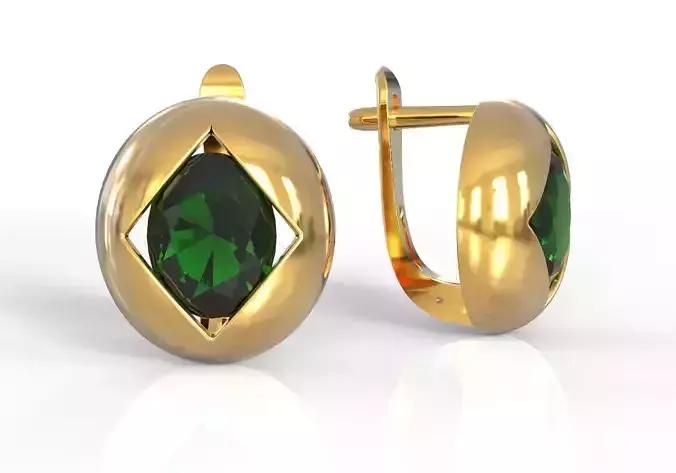 Earring with square cut in oval