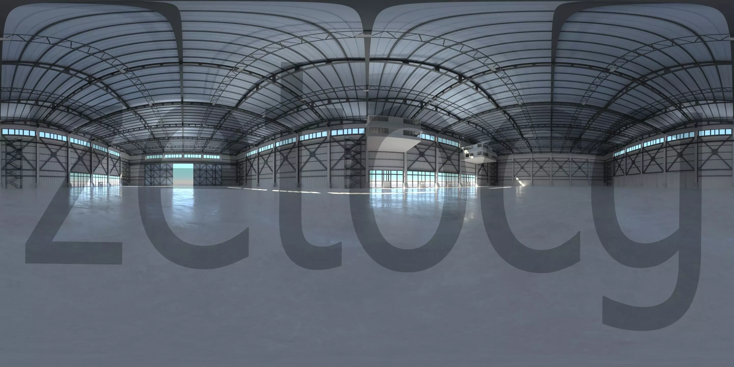 HDRI - Industrial Hangar Hall Interior 3 Texture_0