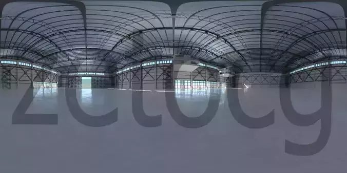 HDRI - Industrial Hangar Hall Interior 3 Texture