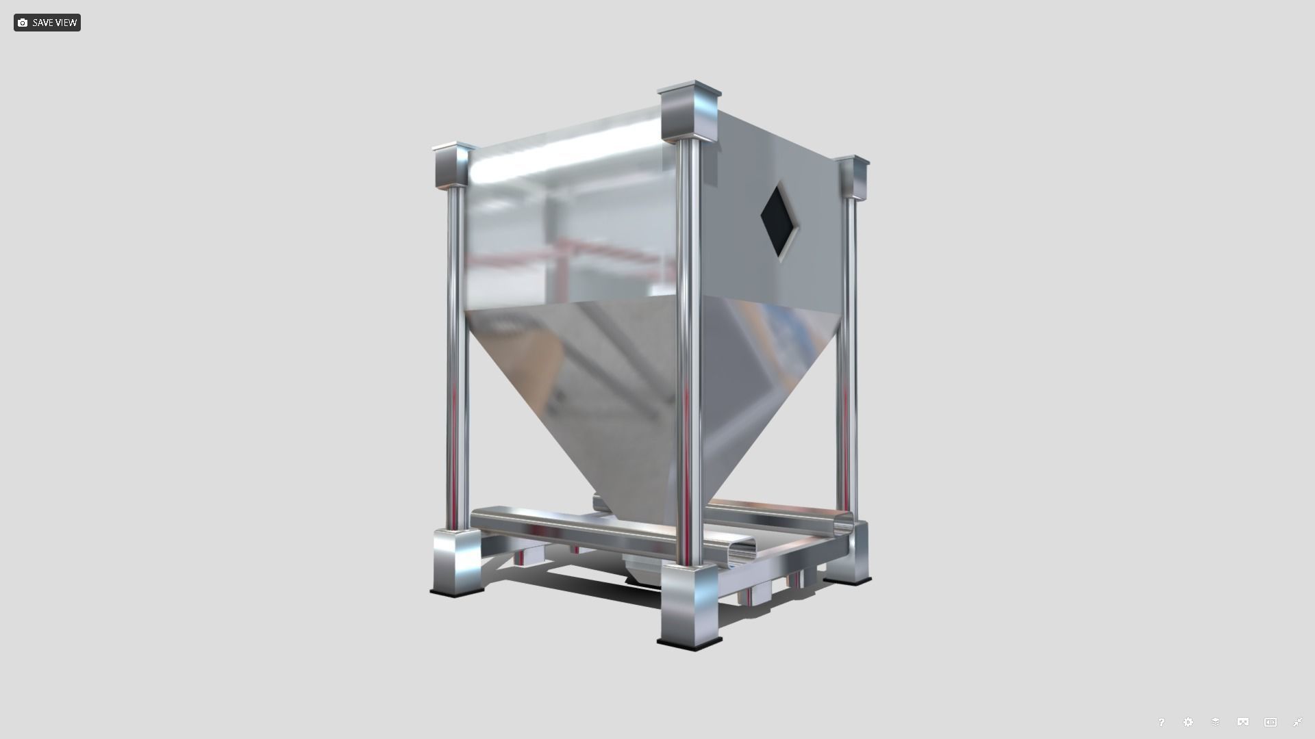 Machine - Stainless Steel Hopper Low-poly 3D model_2