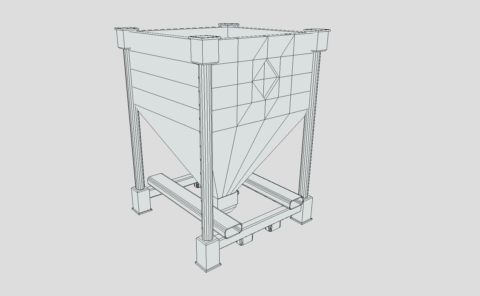 Machine - Stainless Steel Hopper Low-poly 3D model_7