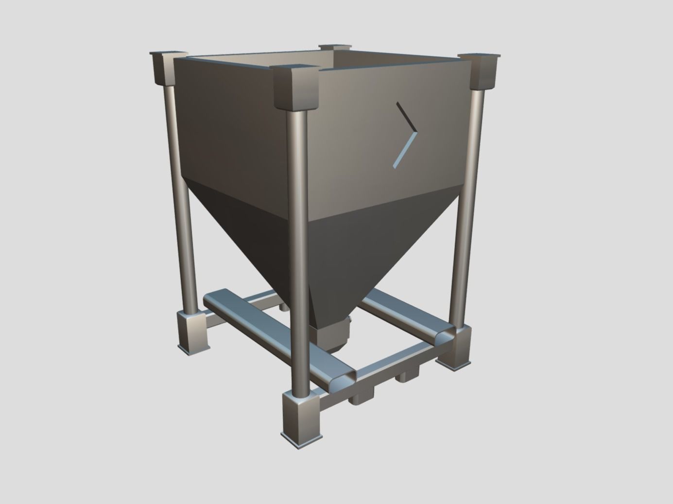 Machine - Stainless Steel Hopper Low-poly 3D model_5