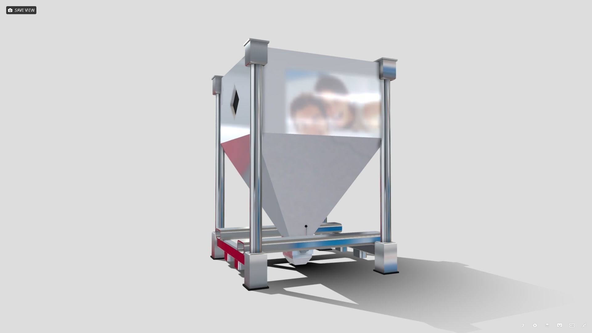 Machine - Stainless Steel Hopper Low-poly 3D model_4