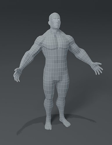 Superhero Male Body Base Mesh 3D Model Low-poly 3D model
