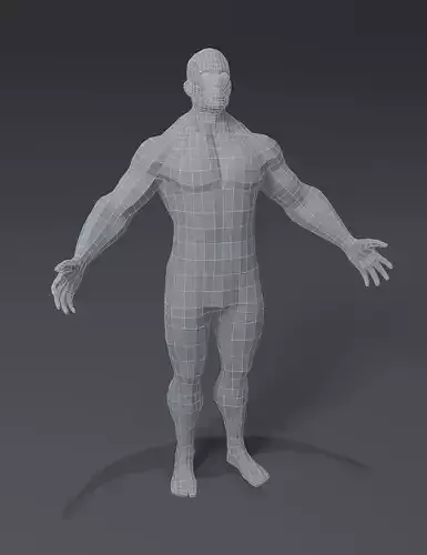 Superhero Male Body Base Mesh 3D Model Low-poly 3D model