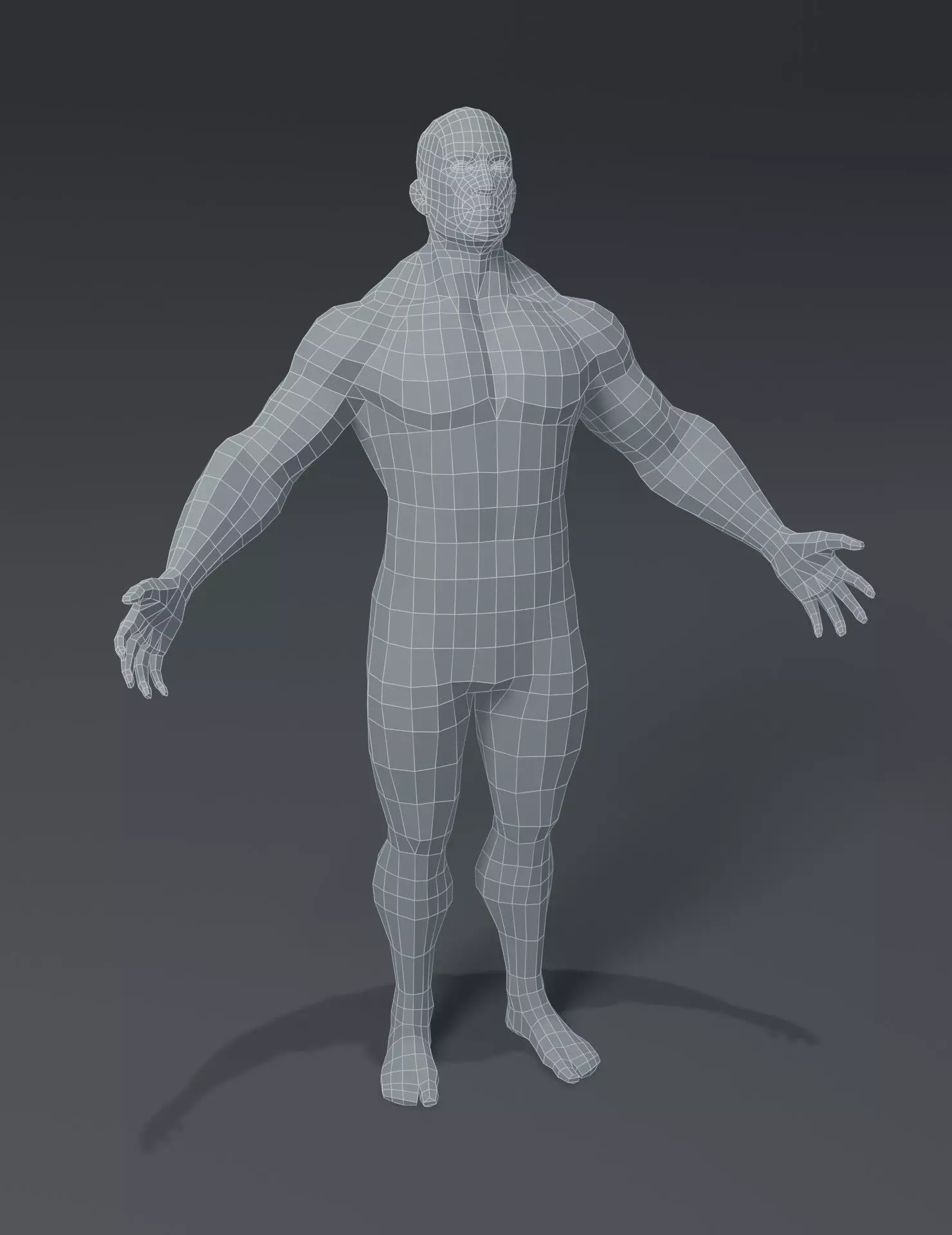 Superhero Male Body Base Mesh 3D Model Low-poly 3D model_0