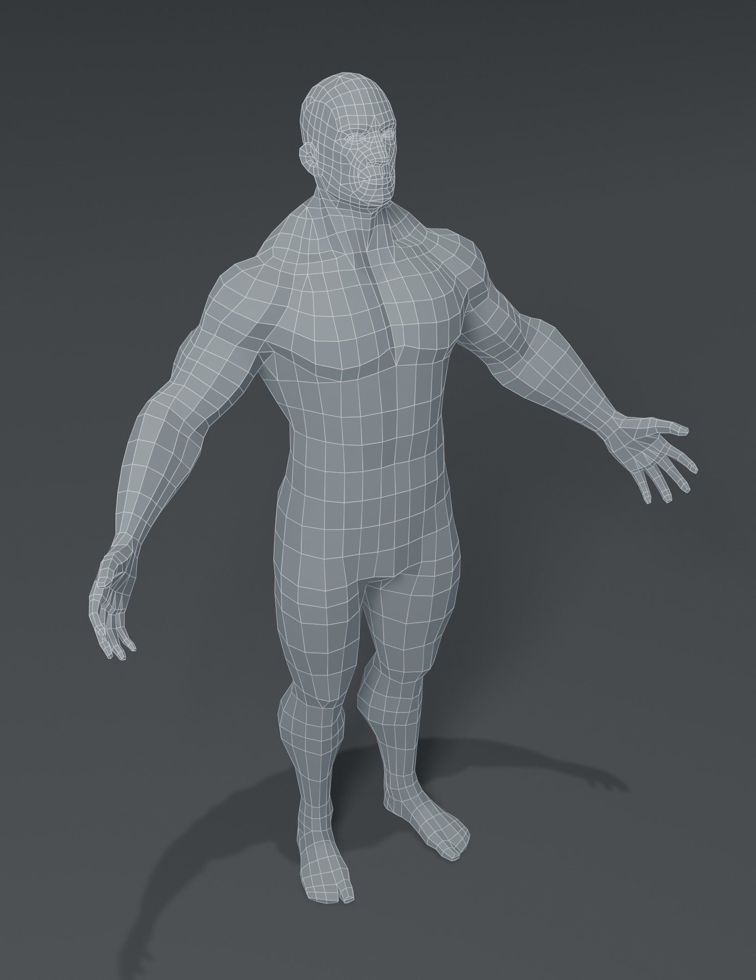 Superhero Male Body Base Mesh 3D Model Low-poly 3D model_20