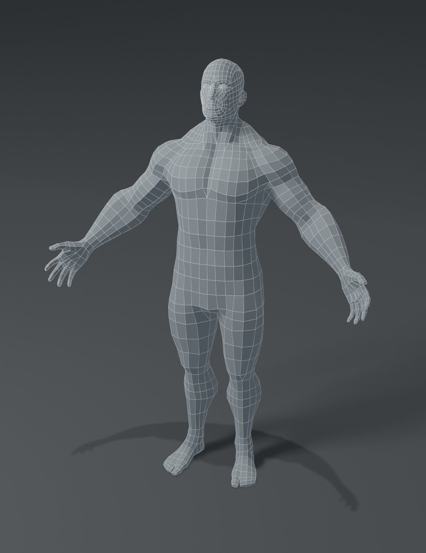 Superhero Male Body Base Mesh 3D Model Low-poly 3D model_14