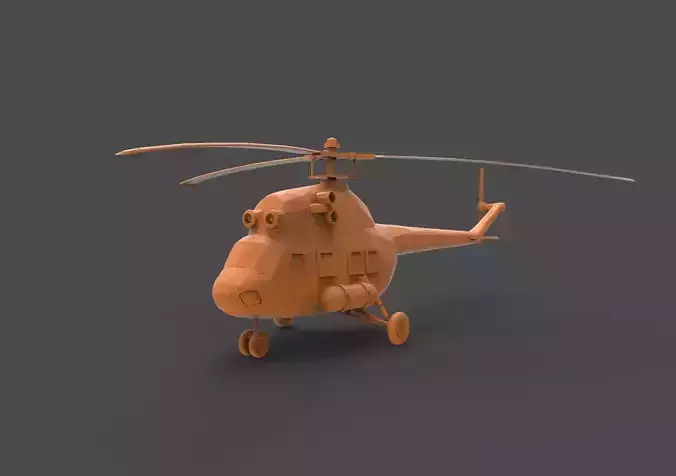 Mi - 2 orange helicopter