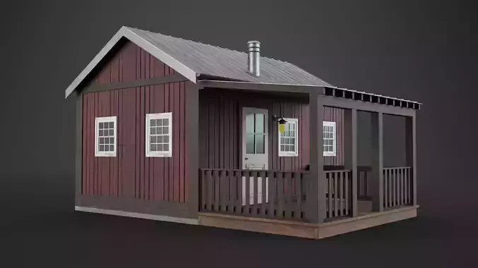 Scandinavian Mountain House Low Poly Game Ready