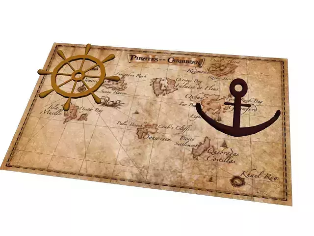 Anchor pirate map with and compass