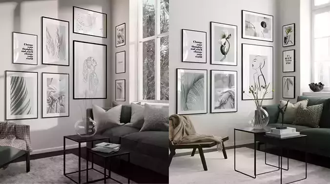 Corner Wall with Frames  3D model