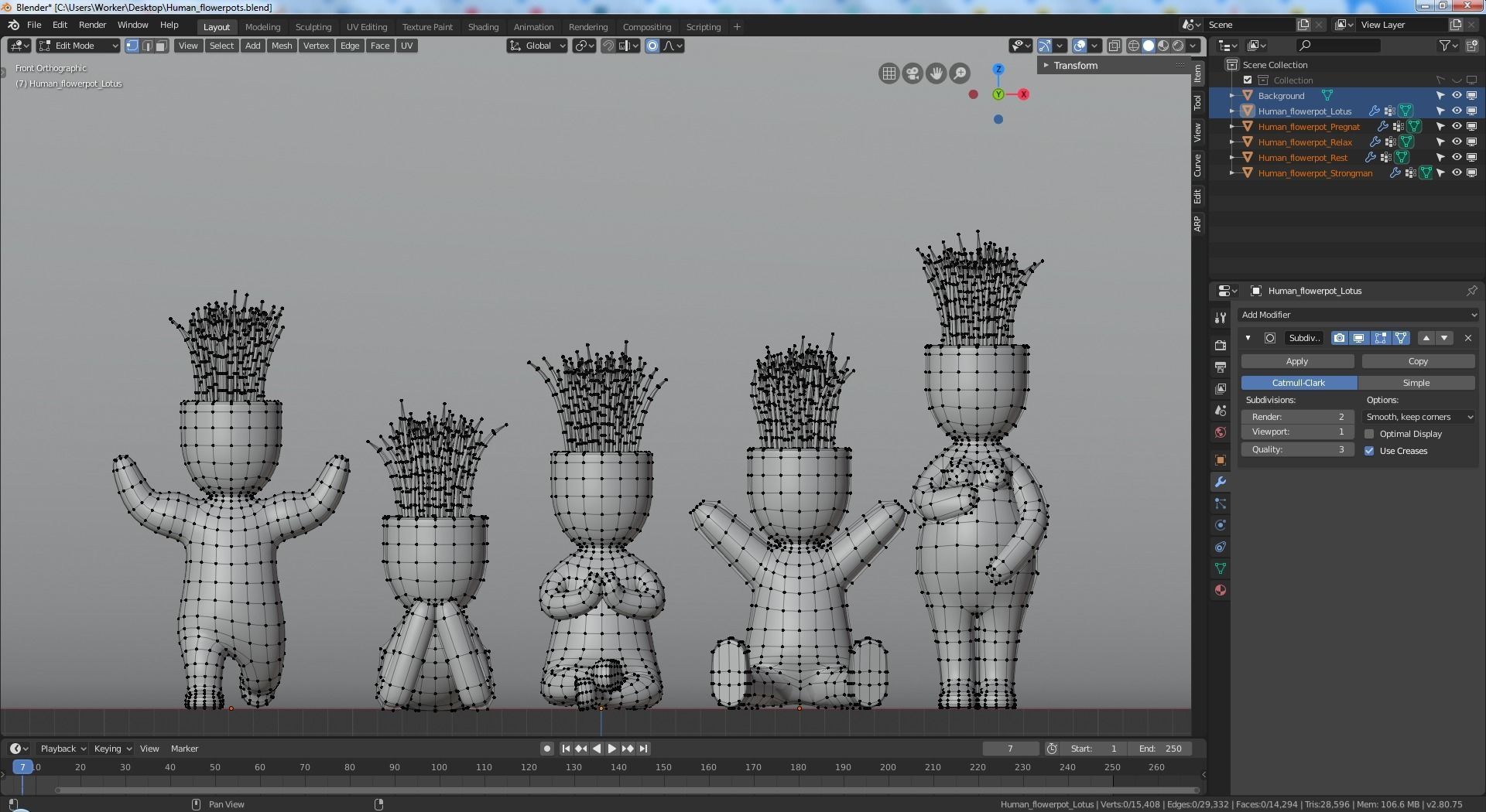 Plants in decorative pots Low-poly 3D model_5