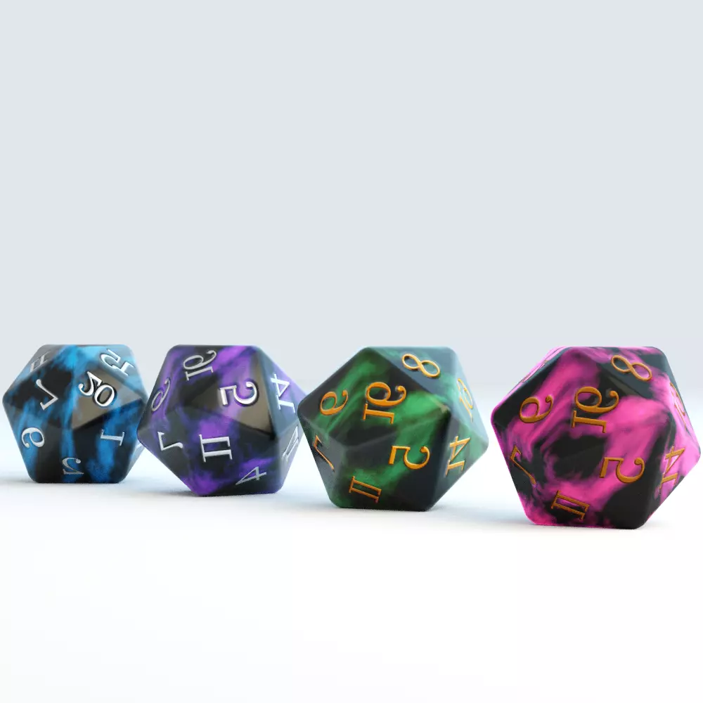 Classic D20 Dice Set Low-poly 3D model_0