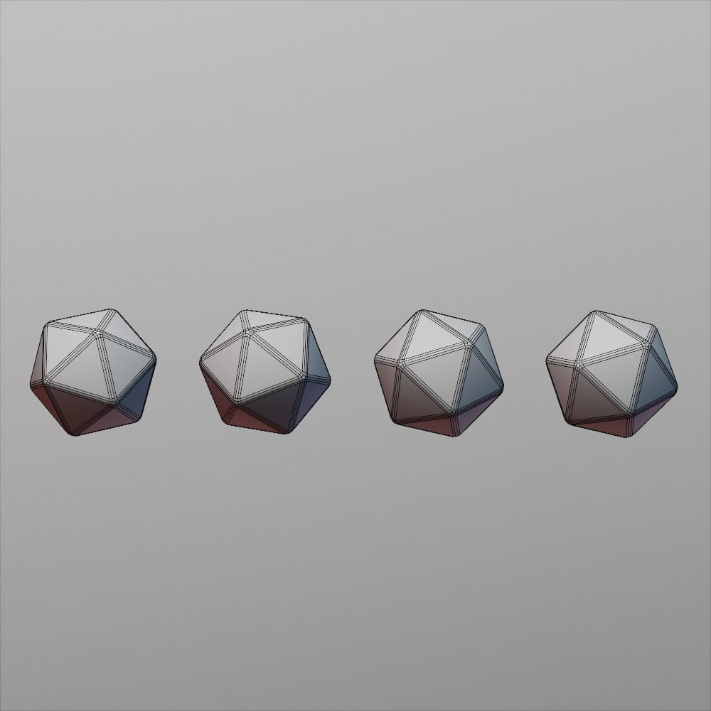 Classic D20 Dice Set Low-poly 3D model_4