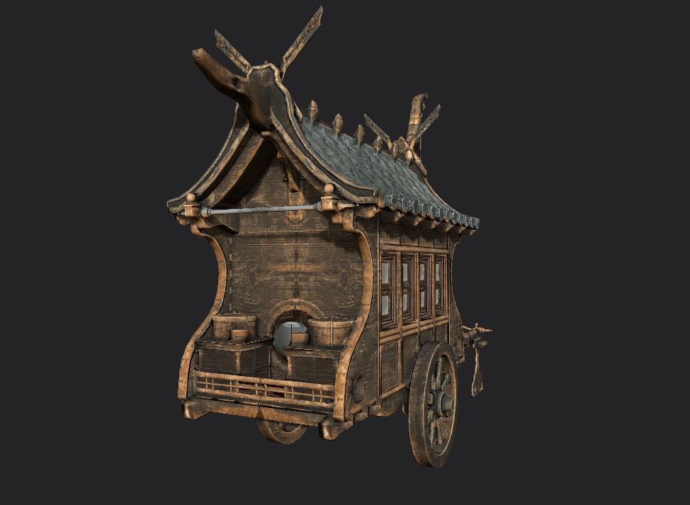 Japanese Ramen-Food Cart PBR Low-Poly Low-poly 3D model_8