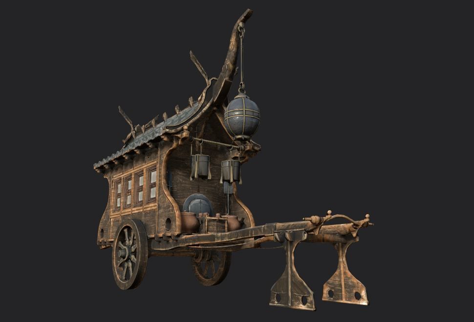 Japanese Ramen-Food Cart PBR Low-Poly Low-poly 3D model_4