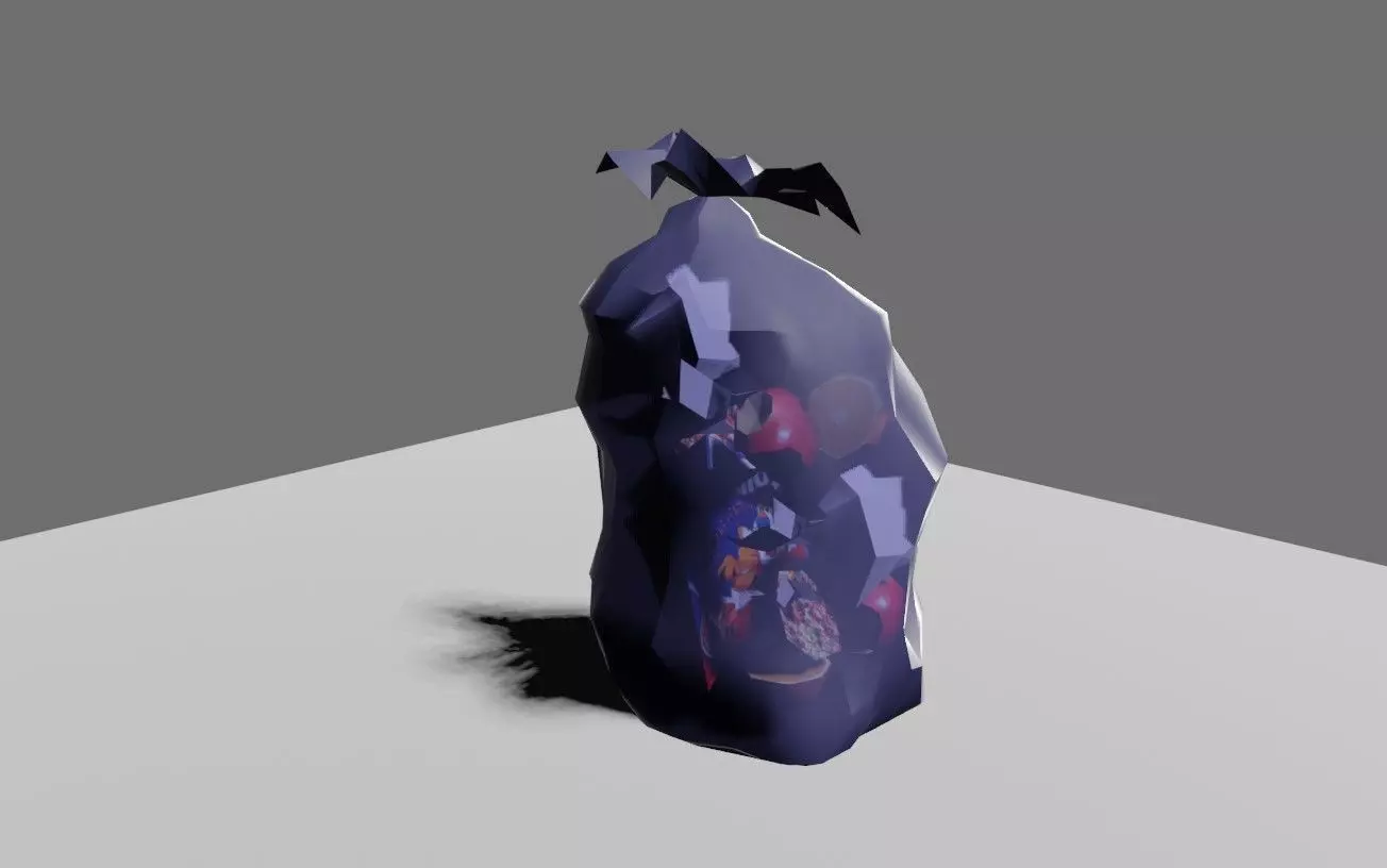 Trash Bag Garbage - Saco de Lixo  Low-poly 3D model_0