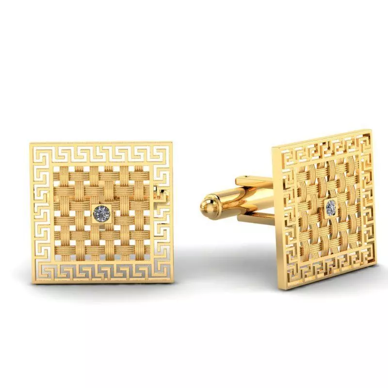 Stud cufflink gold or silver 3D print model_0