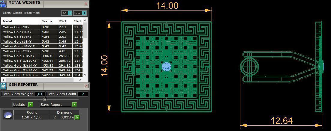 Stud cufflink gold or silver 3D print model_1