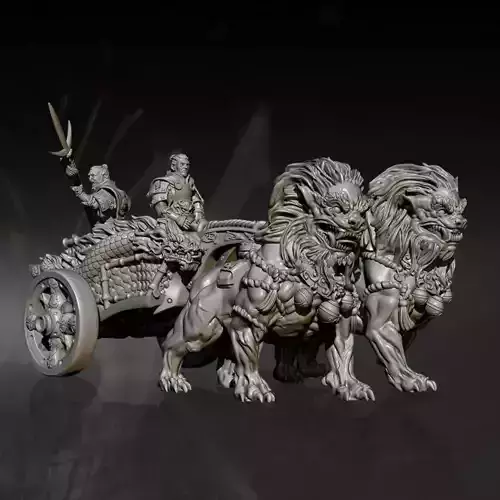 Miniature Chinese Emperor Mummy on a Chariot