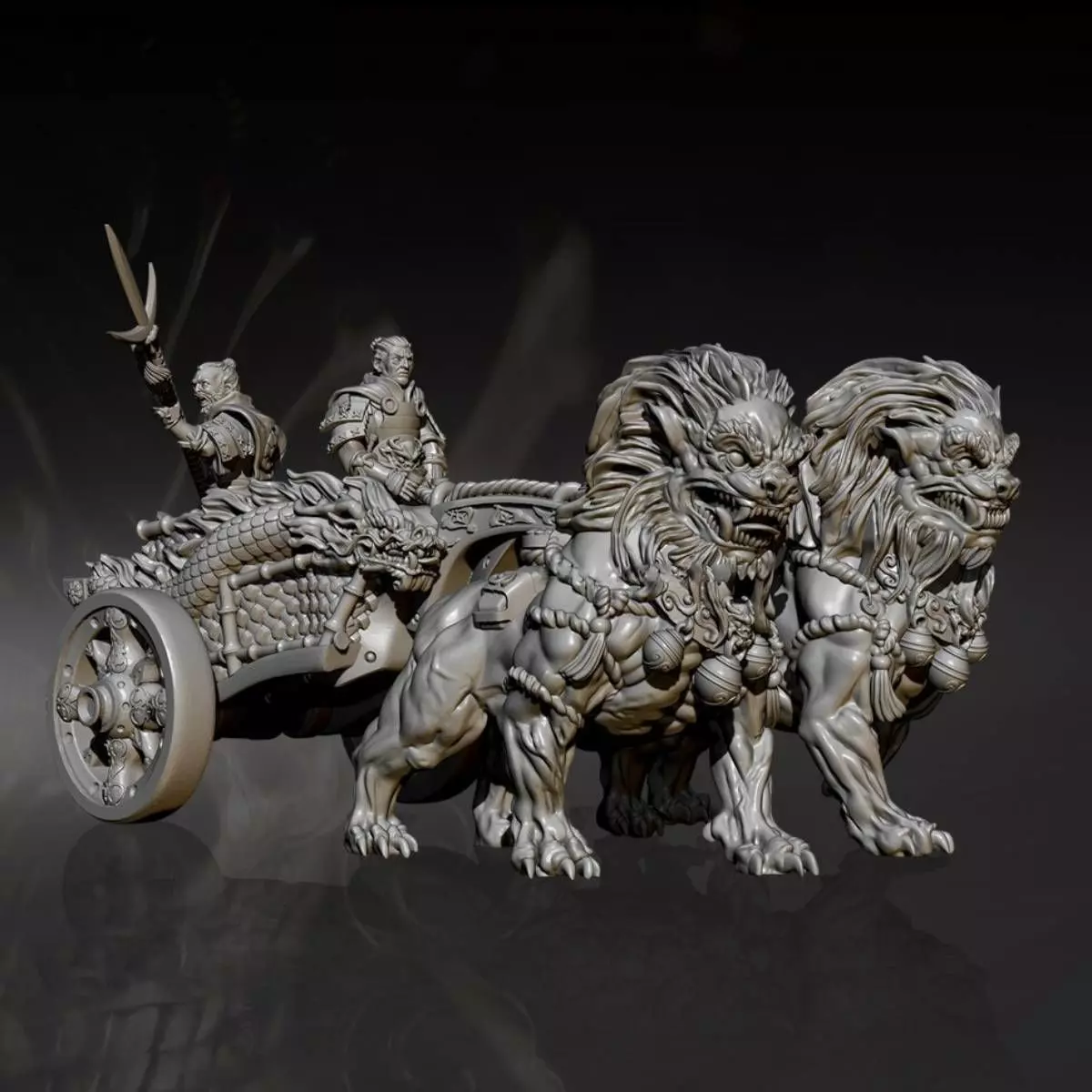 Miniature Chinese Emperor Mummy on a Chariot 3D print model_0