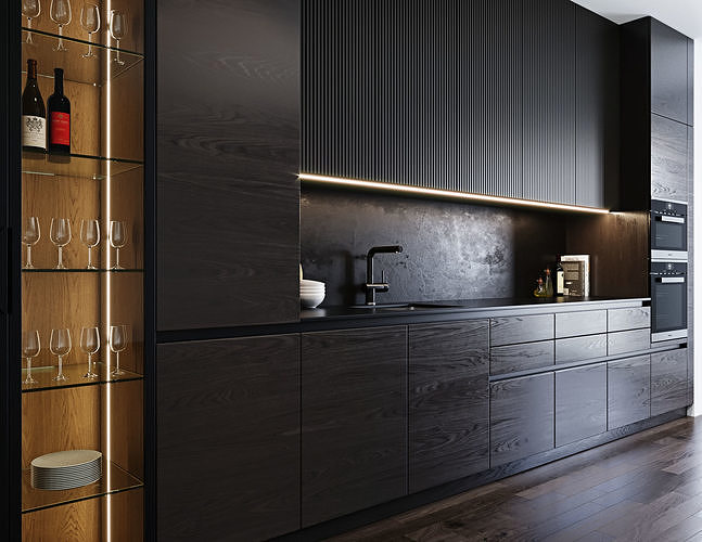 Modern kitchen 3 3D model 5