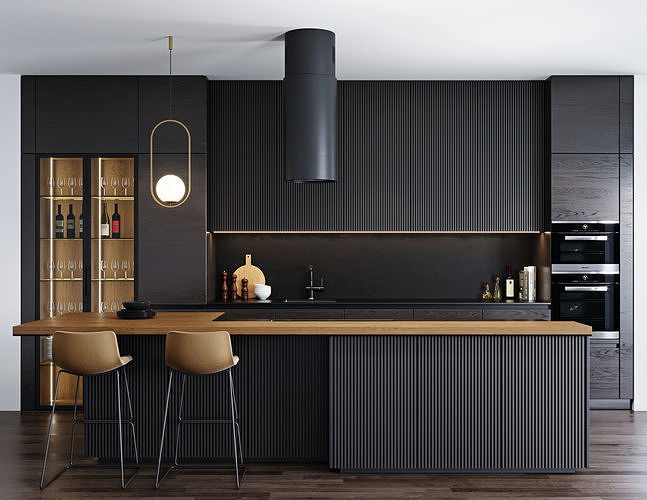 Modern kitchen 3 3D model 2