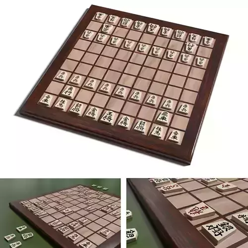 luxury laminated Shogi board Low-poly 3D model
