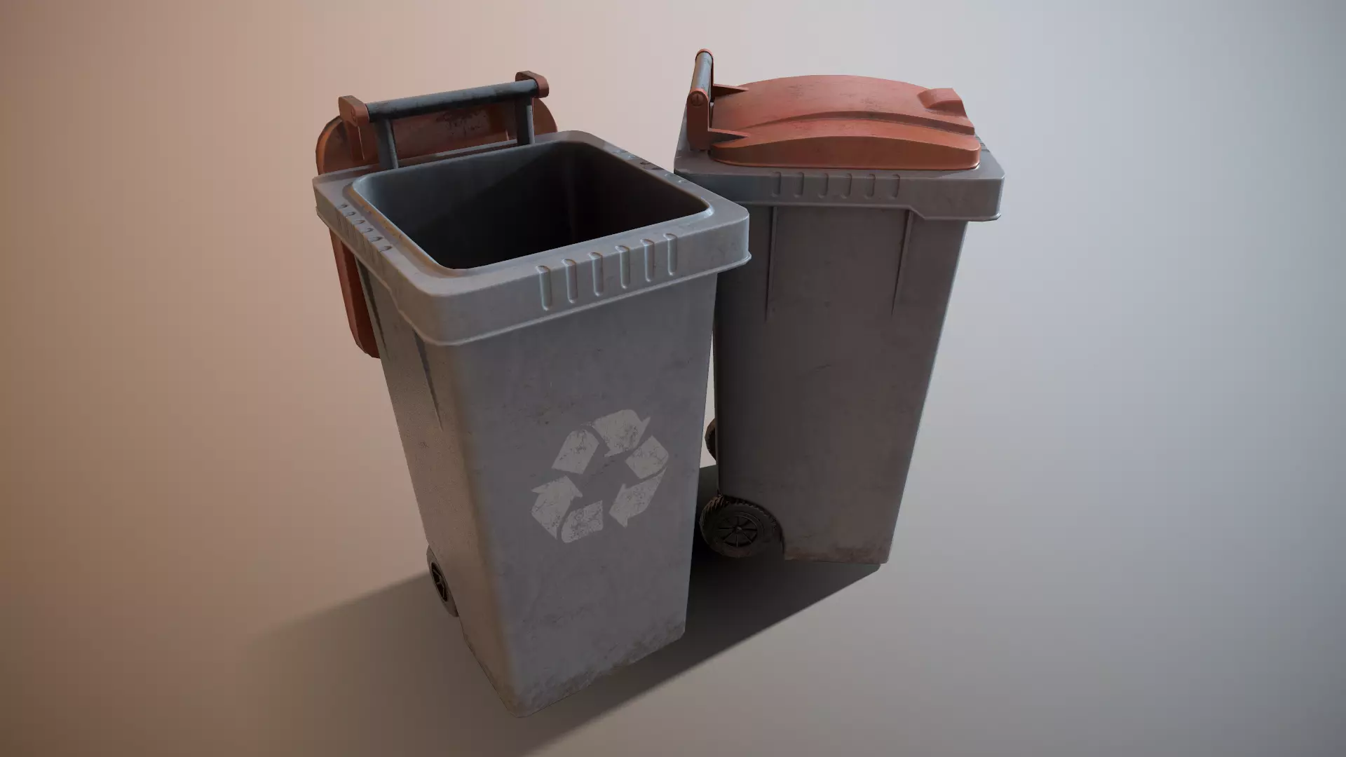 dustbin trash can and recycling bin Low-poly 3D model