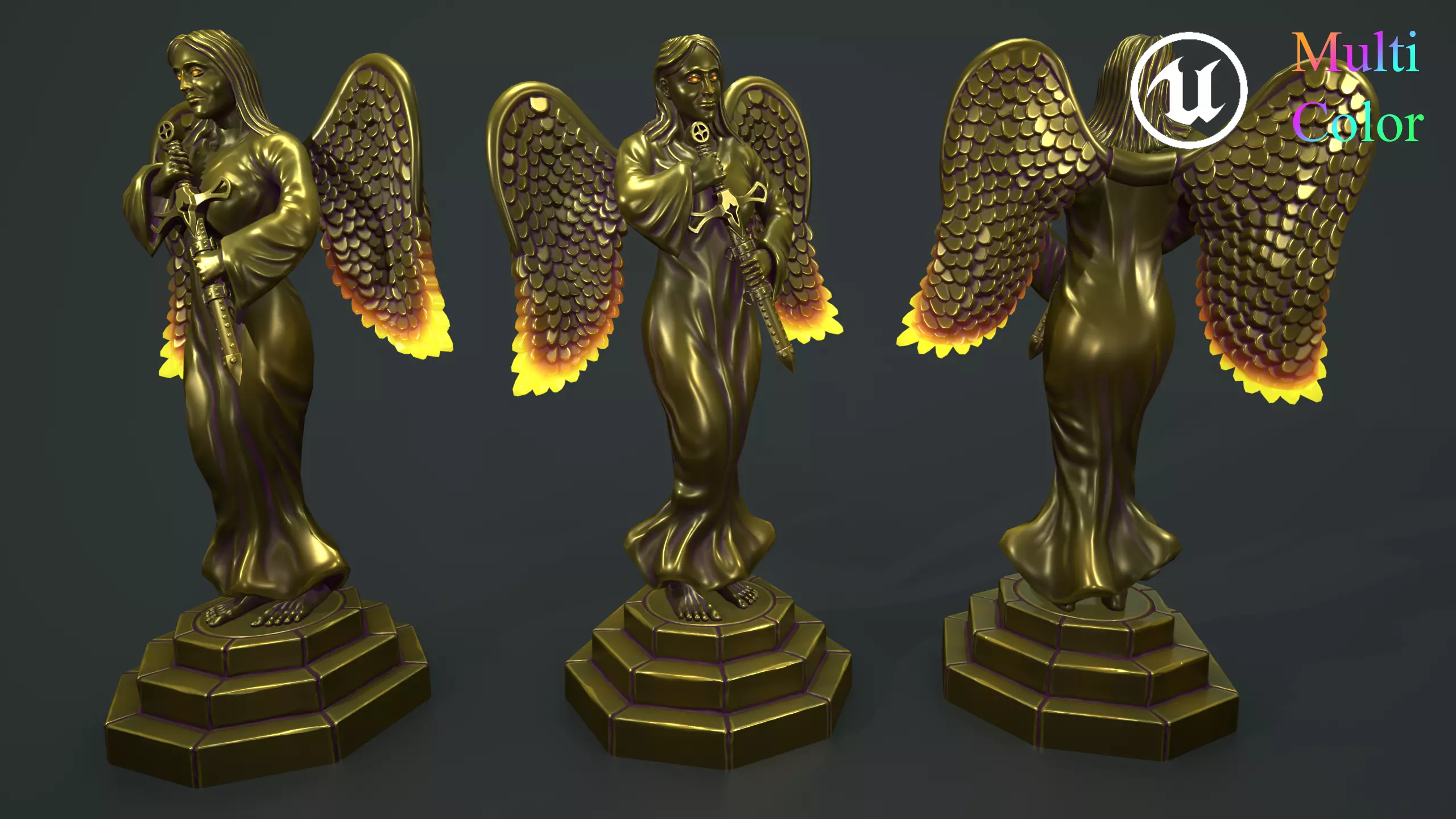 Statue Woman Keeper Low-poly 3D model