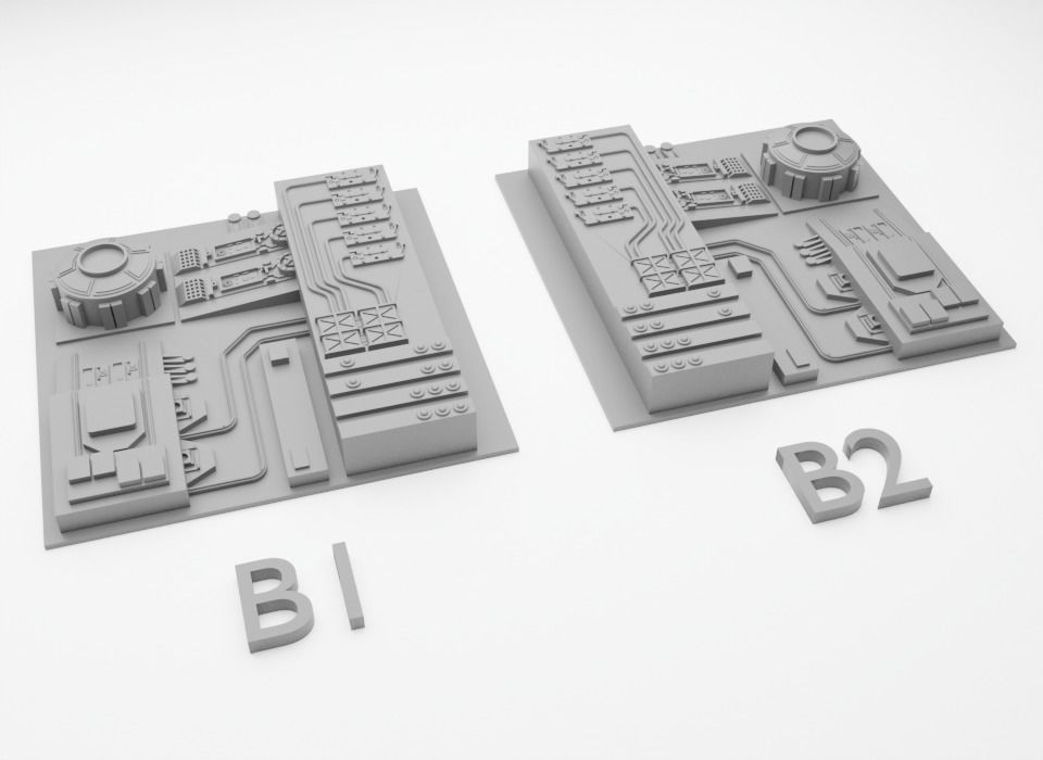 Death Star tiles 16x tiles to create Death Star surface 3D Model Collection_10