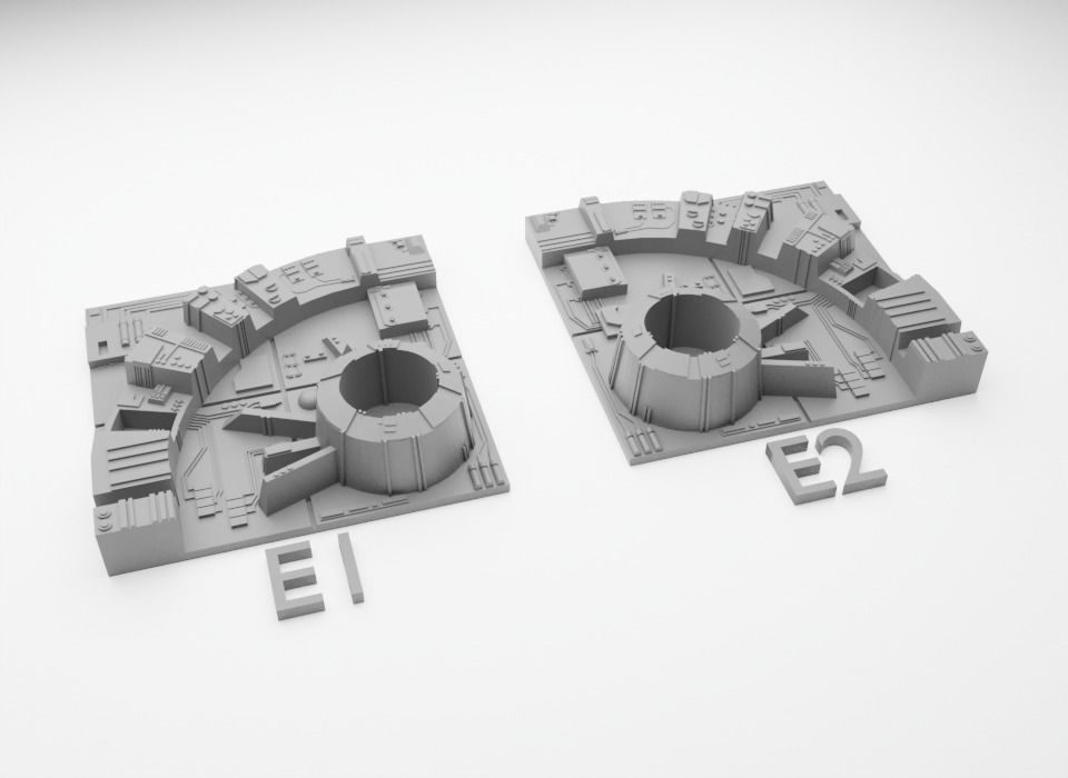 Death Star tiles 16x tiles to create Death Star surface 3D Model Collection_13