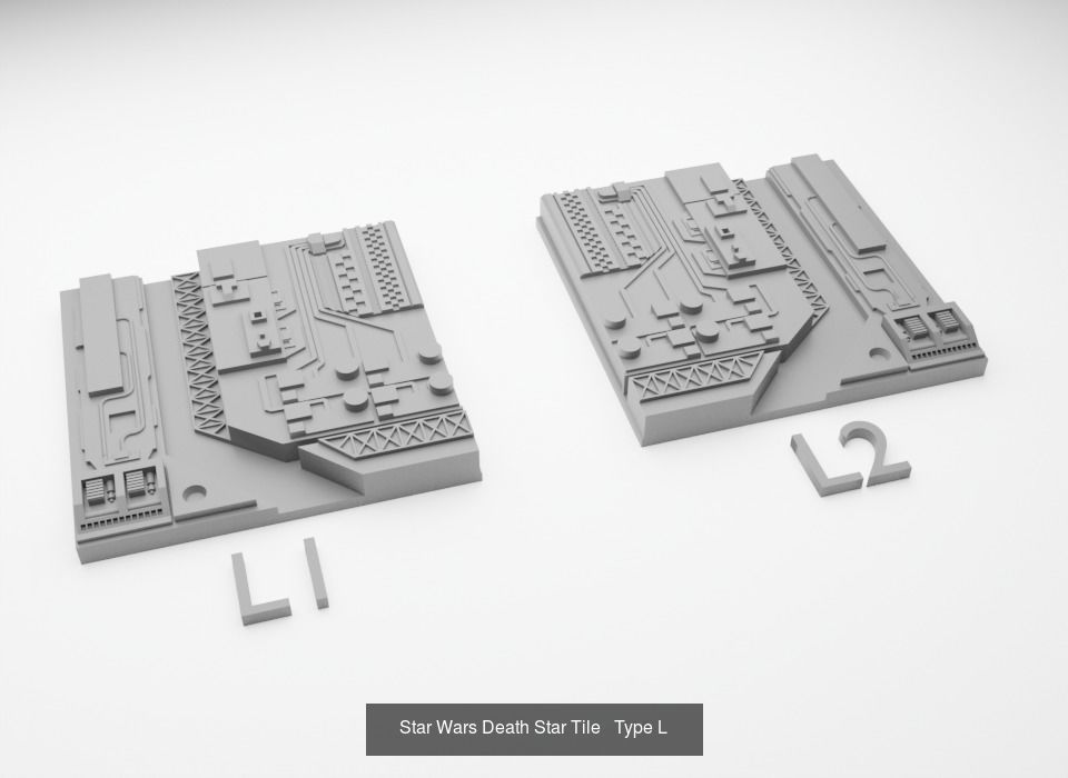Death Star tiles 16x tiles to create Death Star surface 3D Model Collection_7