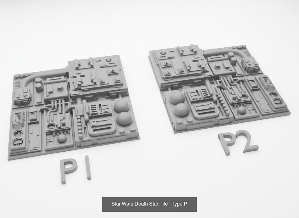 Death Star tiles 16x tiles to create Death Star surface 3D Model Collection_4