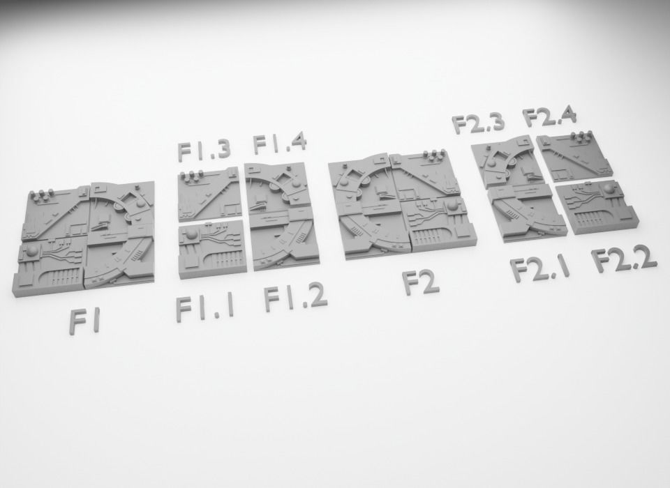 Death Star tiles 16x tiles to create Death Star surface 3D Model Collection_14