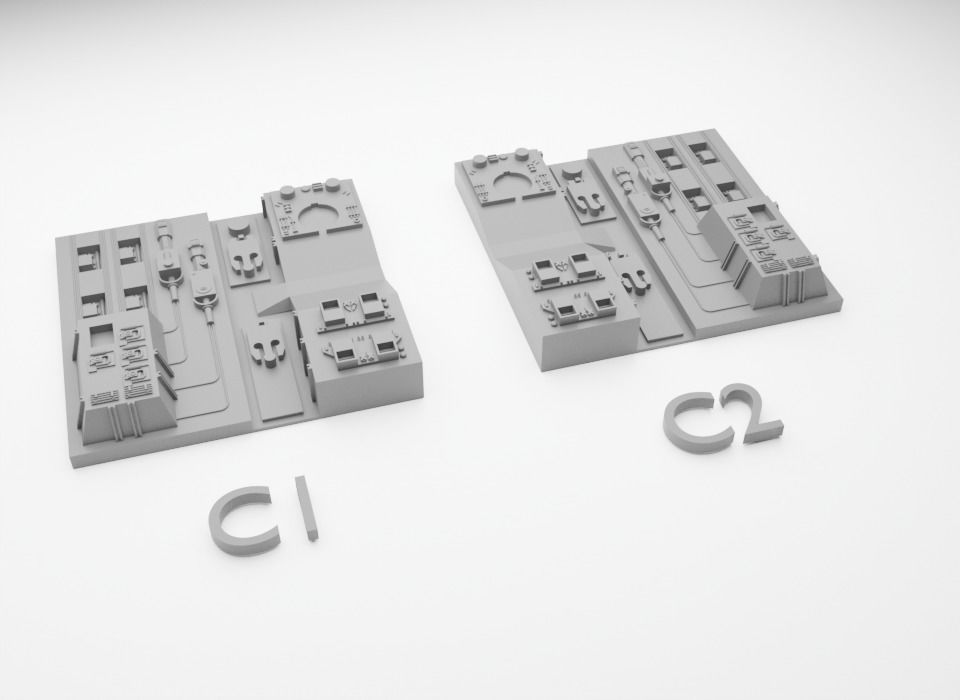 Death Star tiles 16x tiles to create Death Star surface 3D Model Collection_11