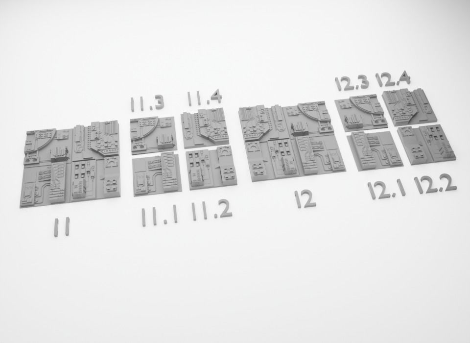 Death Star tiles 16x tiles to create Death Star surface 3D Model Collection_17