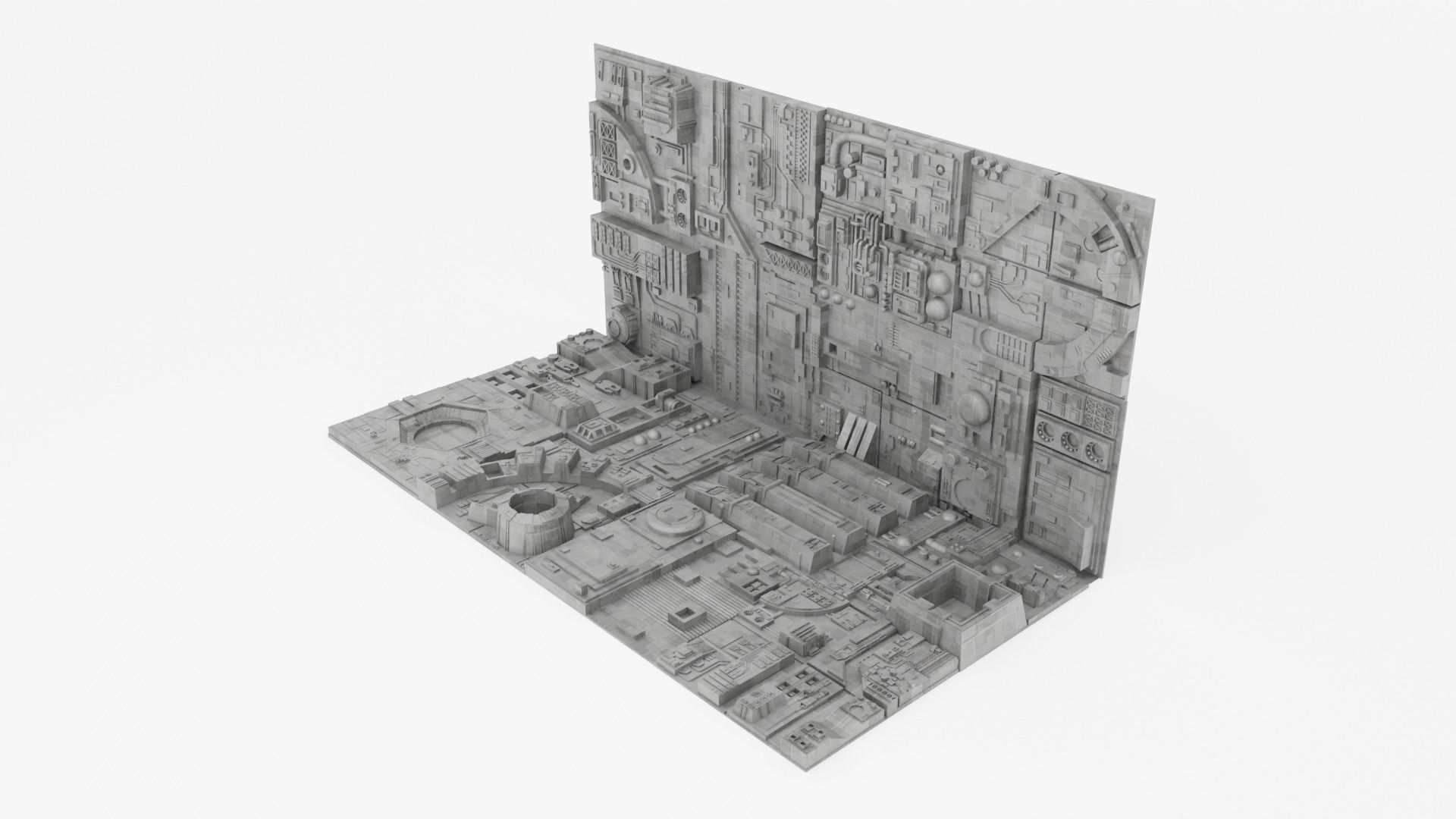 Death Star tiles 16x tiles to create Death Star surface 3D Model Collection_2