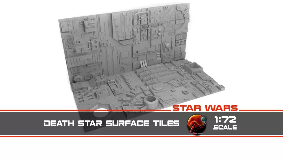 Death Star tiles 16x tiles to create Death Star surface 3D Model Collection_0