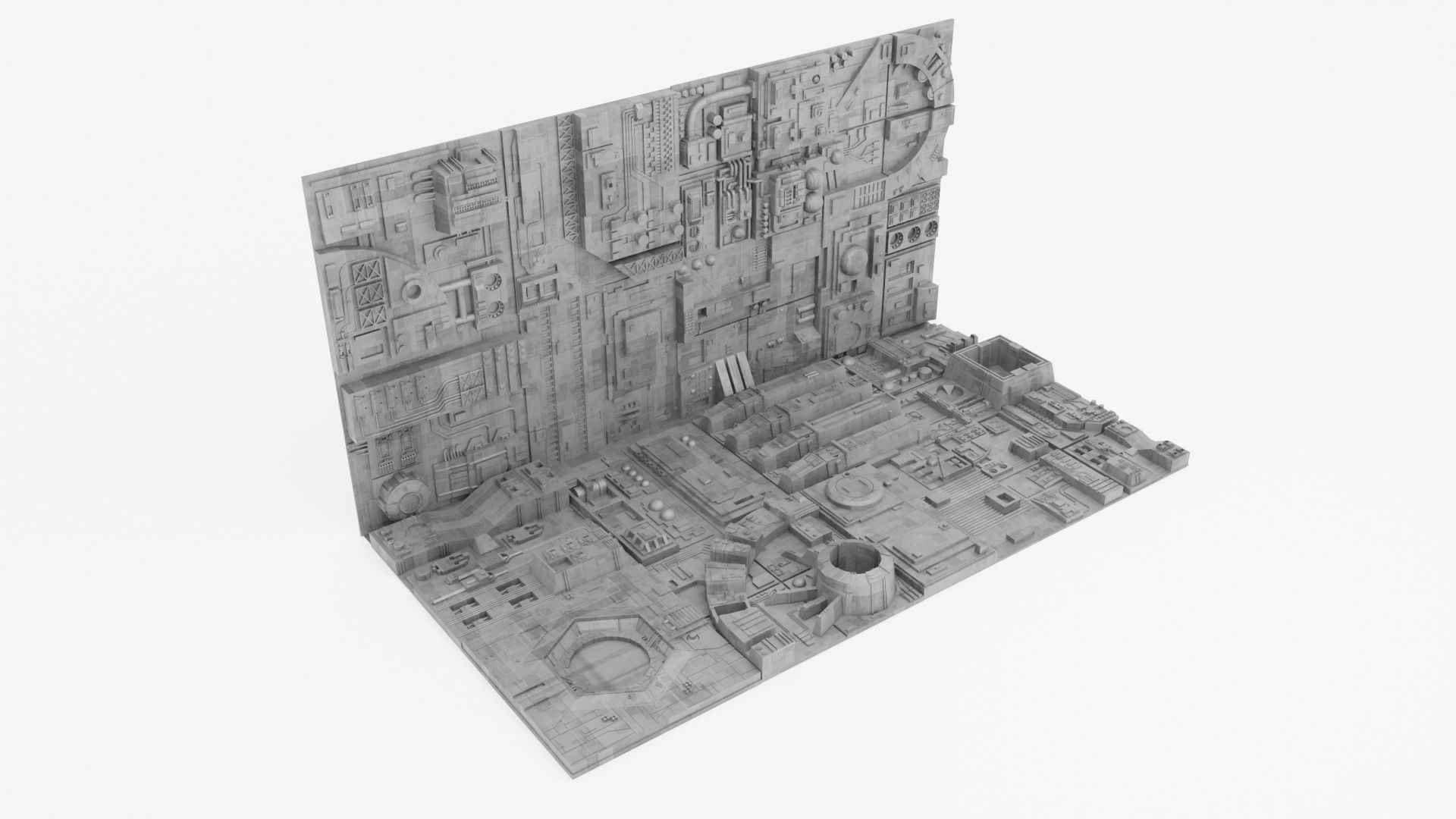 Death Star tiles 16x tiles to create Death Star surface 3D Model Collection_3